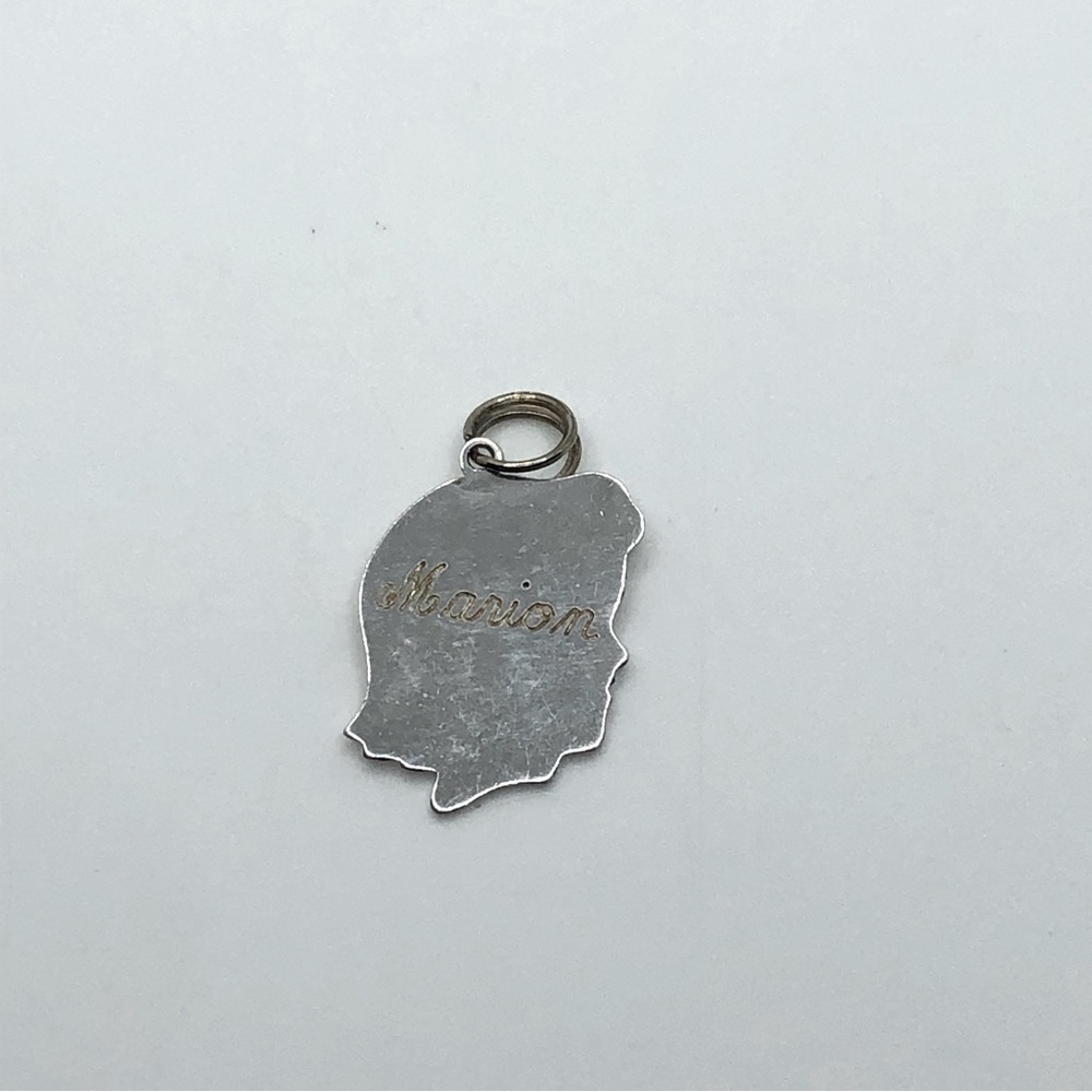Vtg Sterling Silver Child Silhouette Head Charm / Pendant .9”